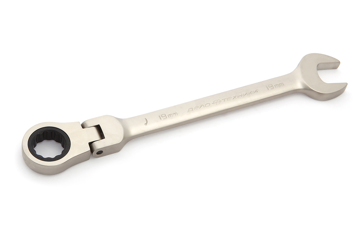 Ключ комбинированный рожково-накидной трещеточный, шарнирный (ДелоТехники: 19*19 мм)