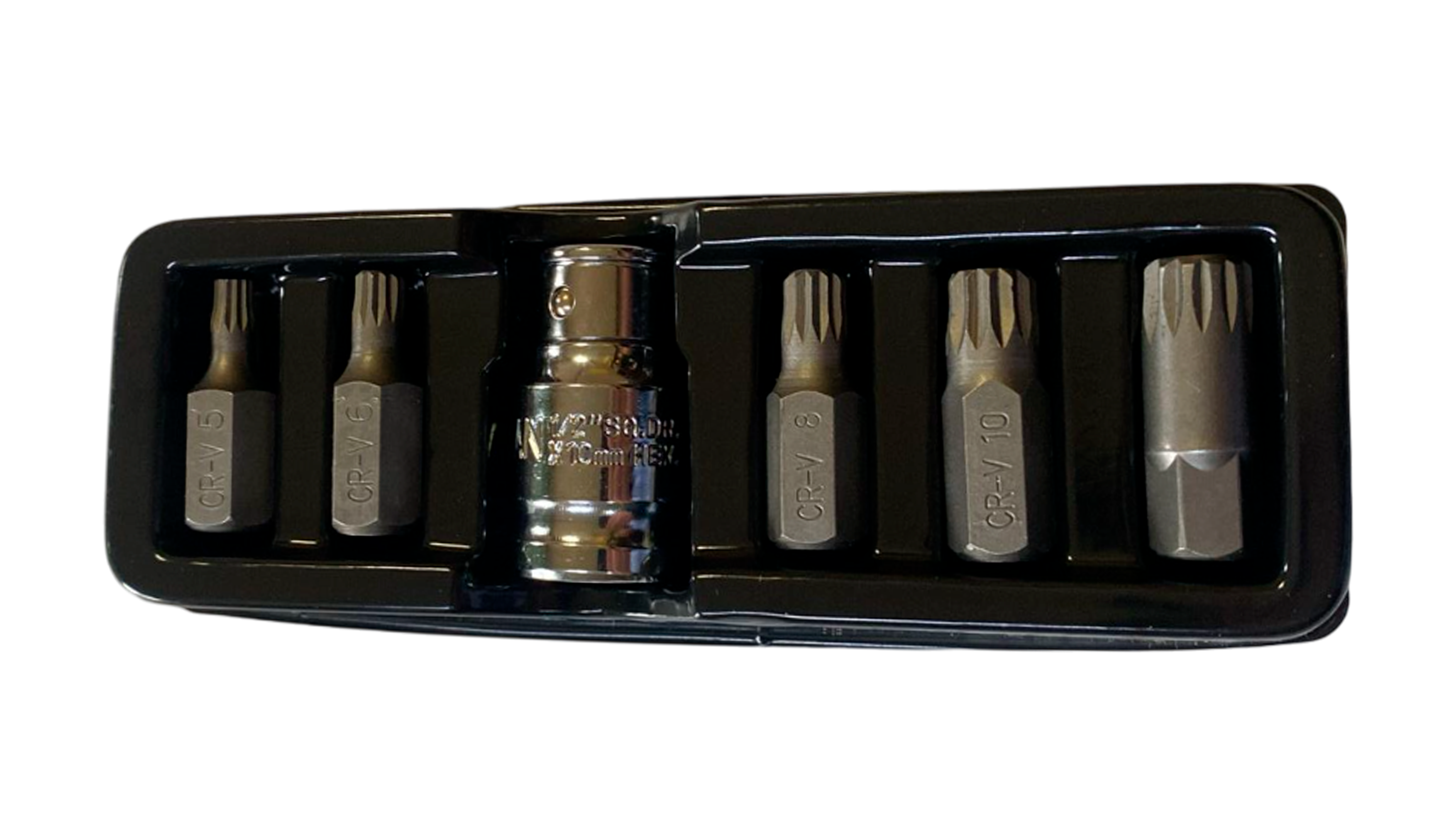 Набор головок со вставками-битами (АвтомTool, 6 предметов: 5, 6 ,8, 10, 12 мм адаптер 1/2", SPLINE 12-гран)