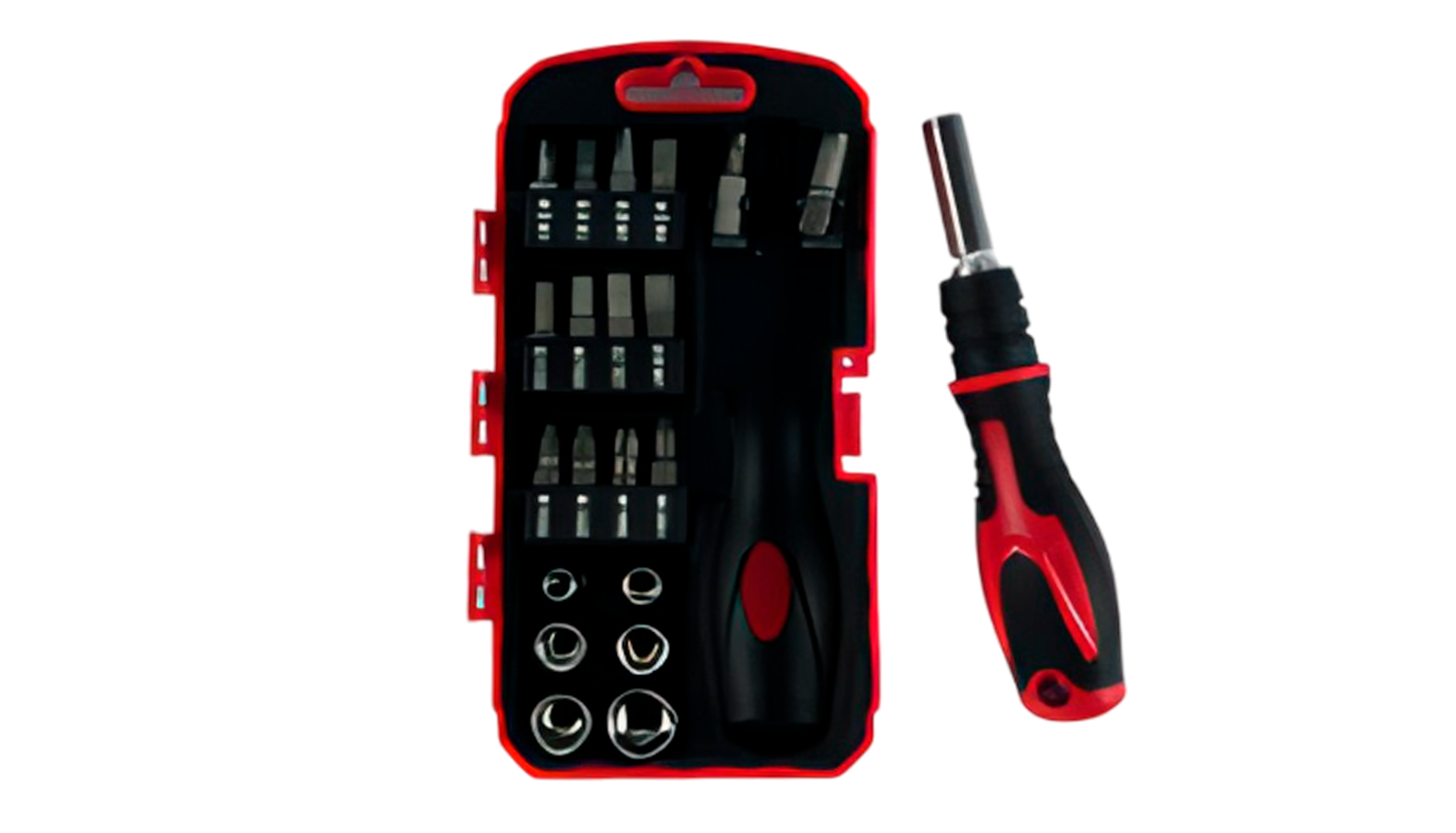 Набор головок со вставками-битами (АвтомTool, 33 предмета: 1/4 + головки с ручкой)