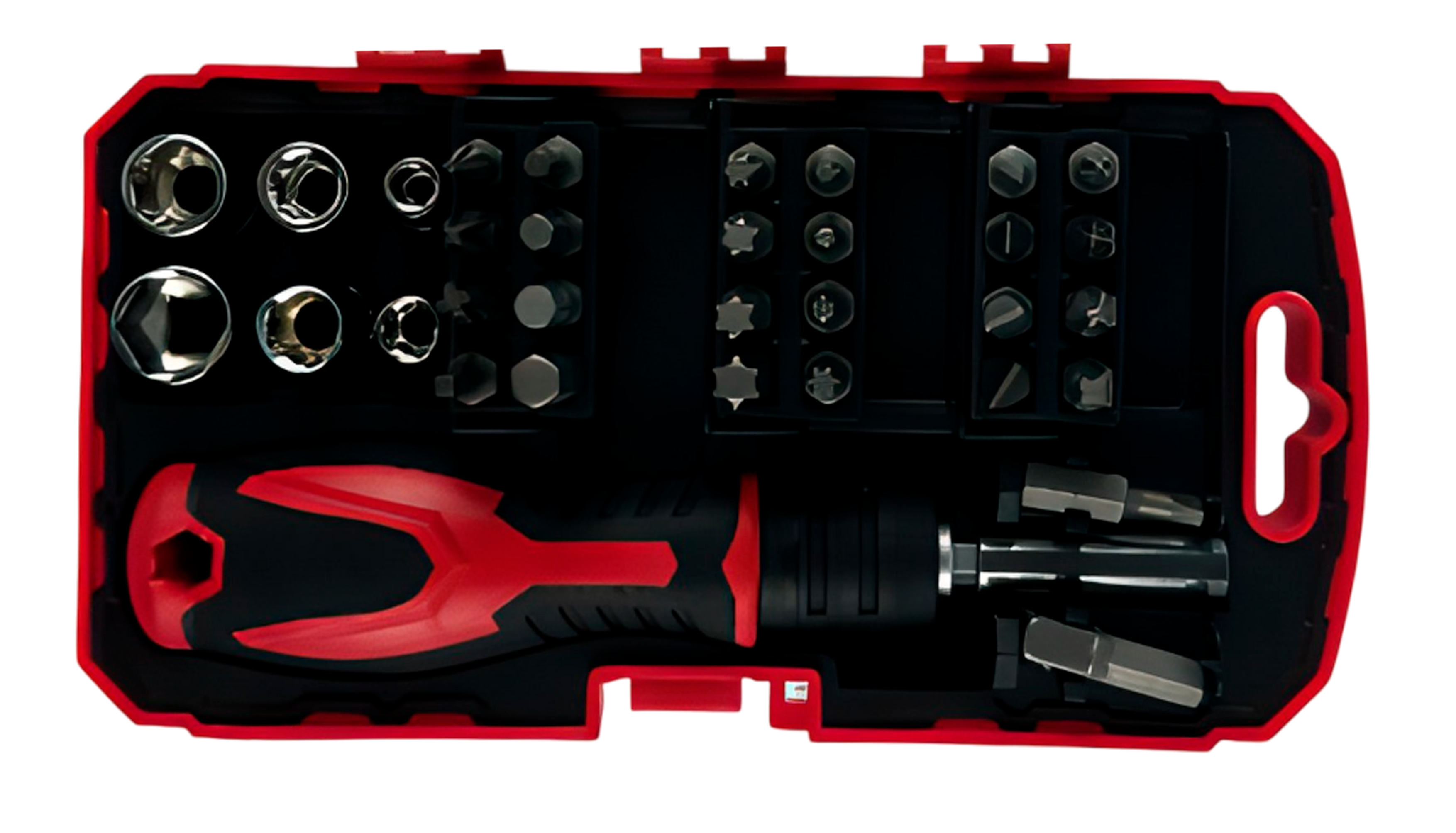 Набор головок со вставками-битами (АвтомTool, 33 предмета: 1/4 + головки с ручкой)