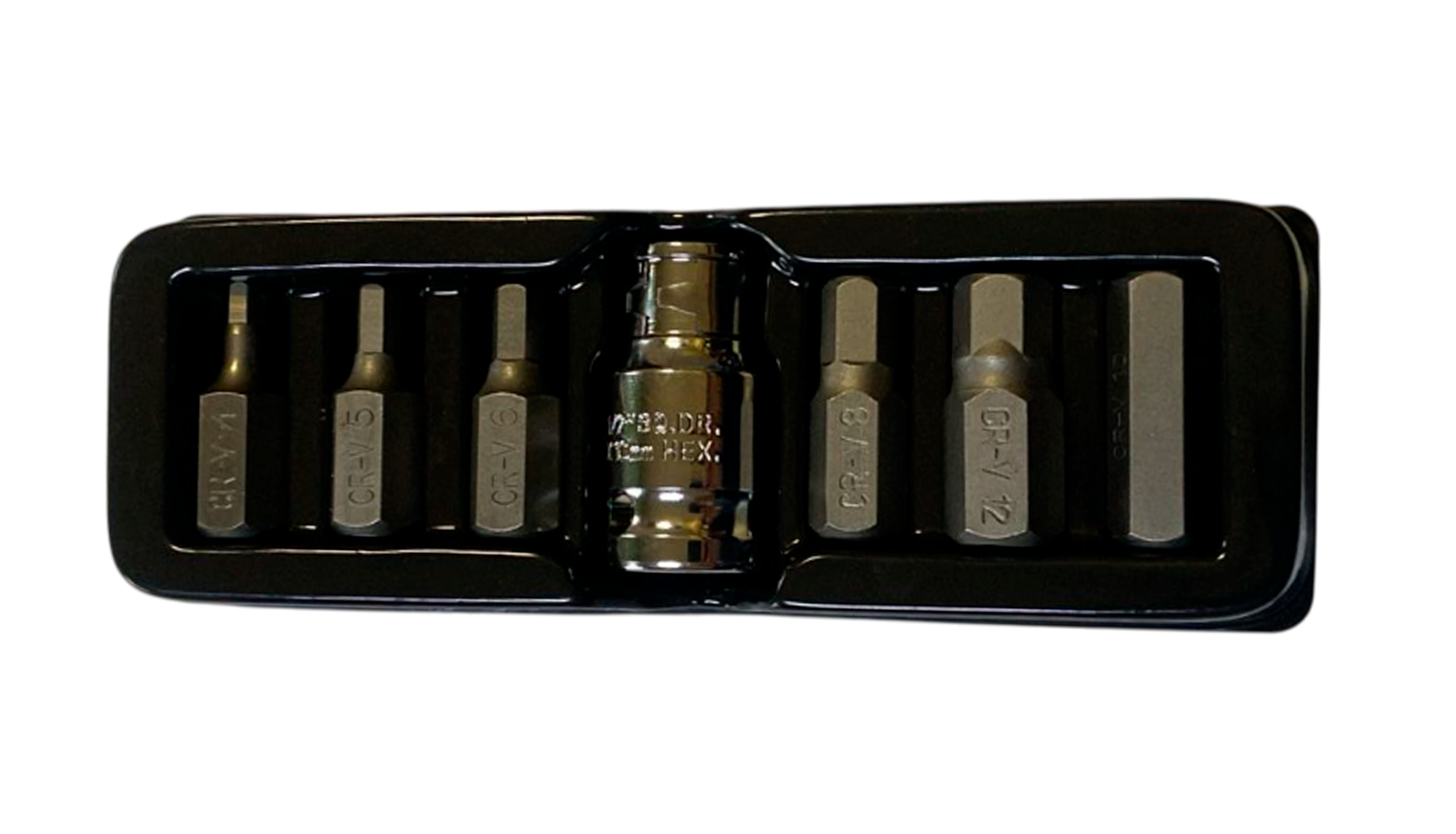 Набор головок со вставками-битами (АвтомTool: 7 предметов: 4, 5, 6, 8, 10, 12 мм, адаптер, 1/2"х 3/8", HEX, 6-гран)