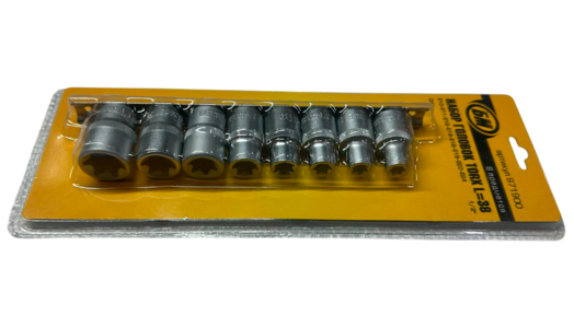 Набор торцевых головок "звезд" 8 предметов (БМ: 1/2, Е10-Е24, L=38), артикул: 971900