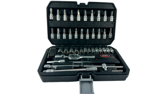 Набор инструментов, 46 предметов, Автом tool, 1/4", с трещёткой + биты, РROFFI, CrV, пластмассовый кейс, артикул: 54046